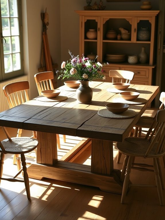 rustic wooden dining table