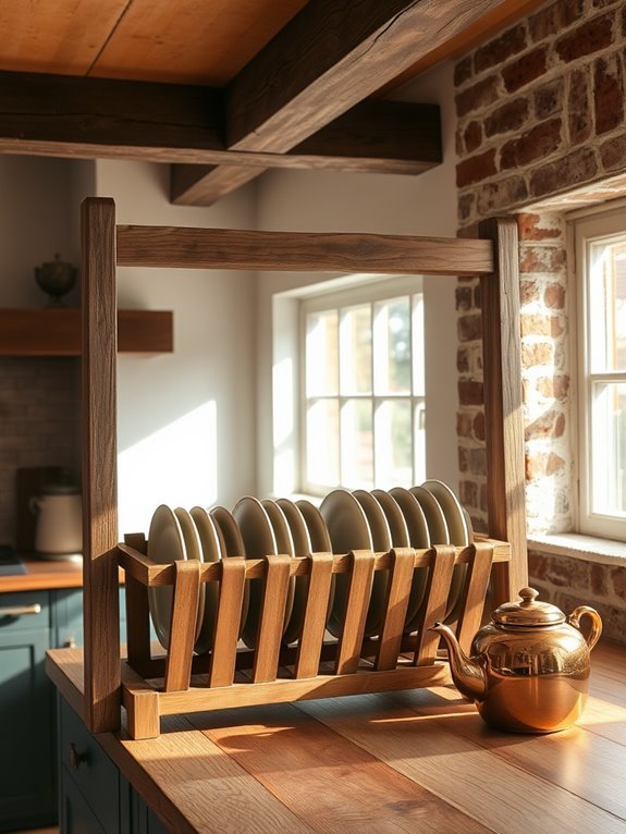 rustic wooden drying racks