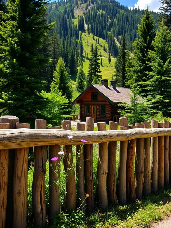 rustic wooden fence installation