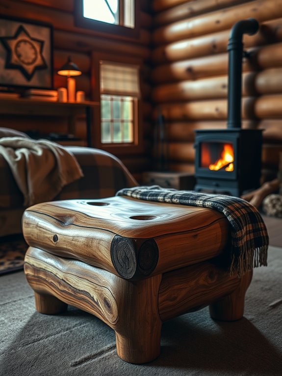 rustic wooden footstool design