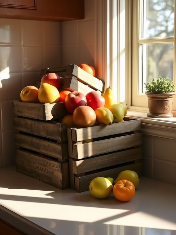 rustic wooden fruit showcase