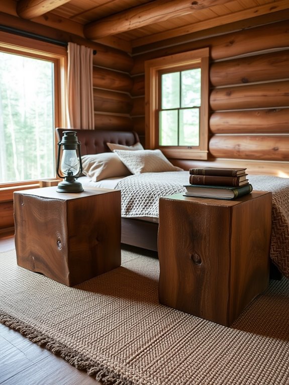 rustic wooden nightstands crafted