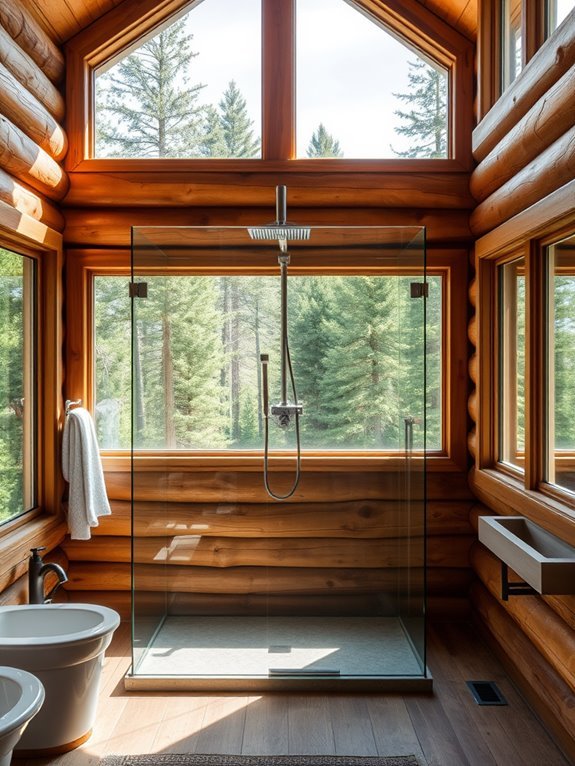 shower with scenic vista