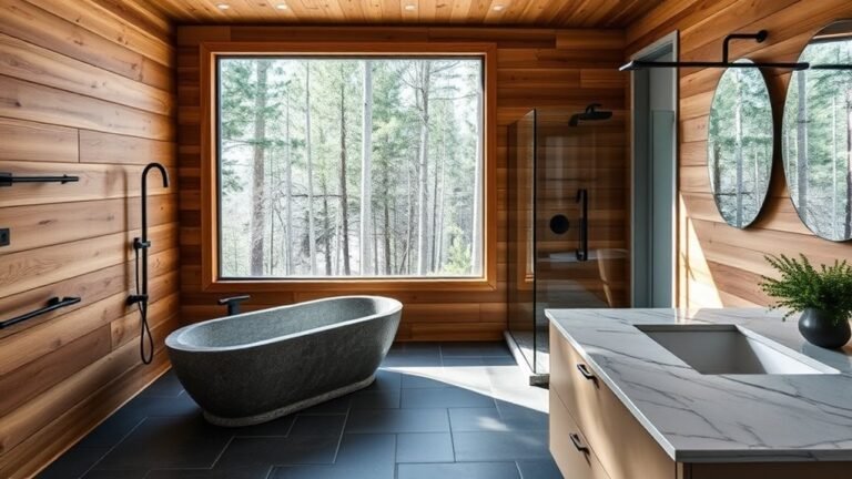 sleek modern log bathrooms