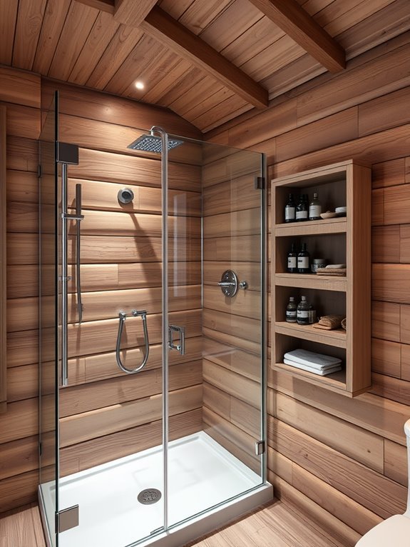 sleek shelving in shower