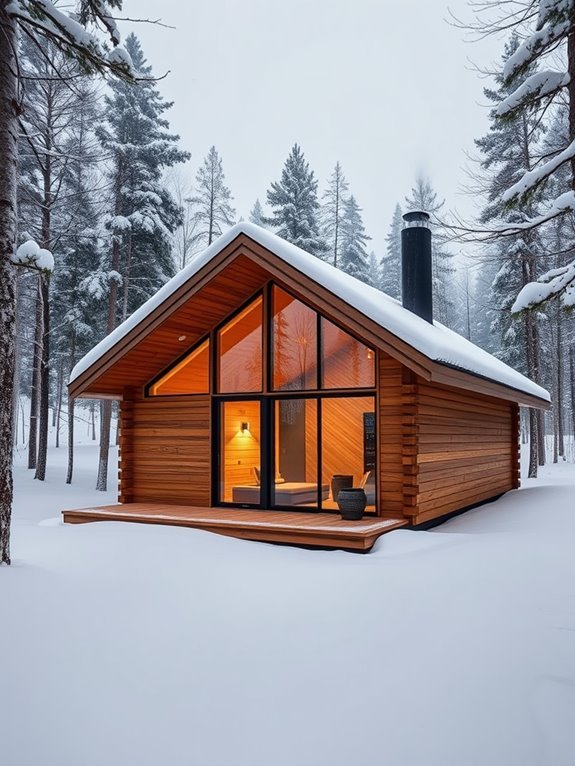 sleek simple log cabins