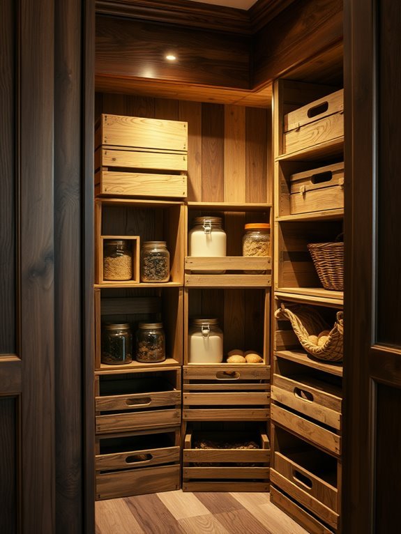 stackable wooden storage crates