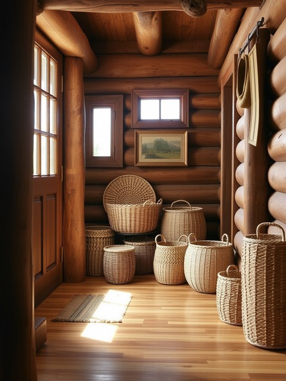 storage solutions with woven baskets