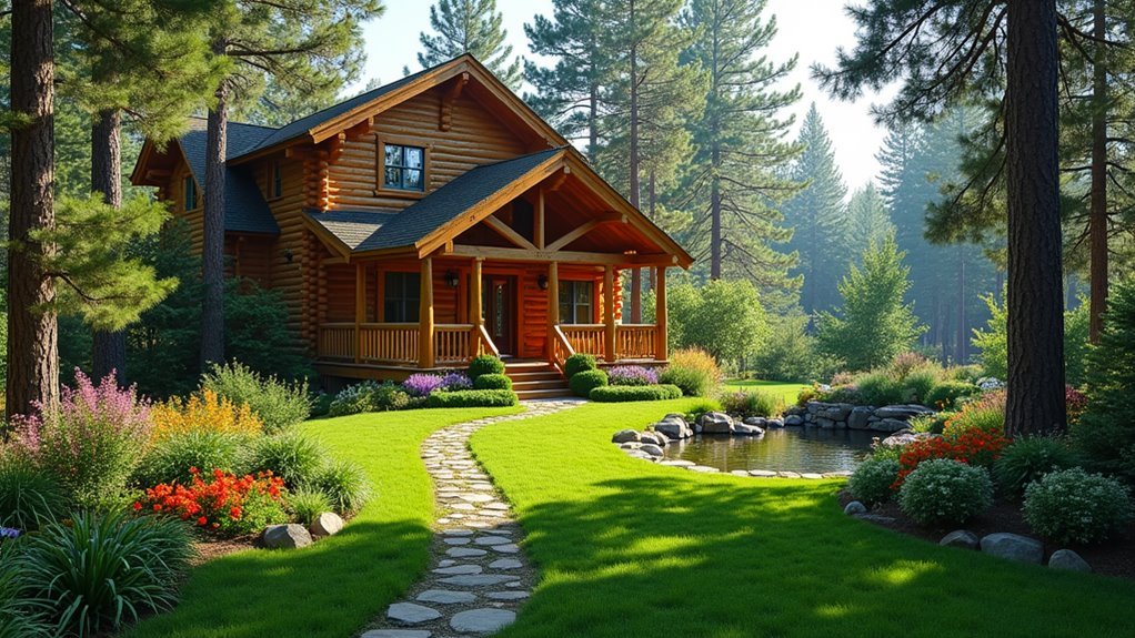 stunning log cabin landscapes