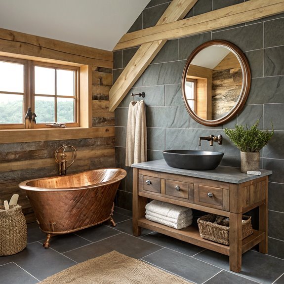 stylish log cabin bathrooms