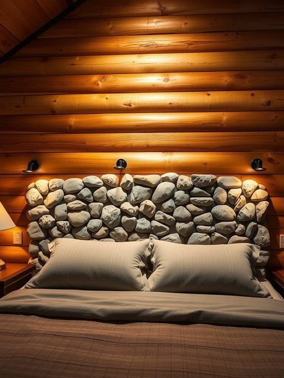 stylish stone embedded headboards design