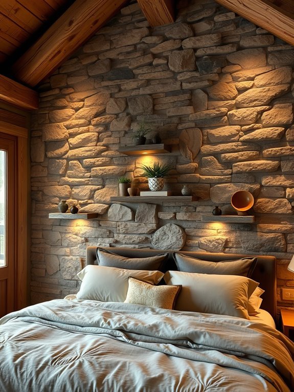 stylish stone wall shelves