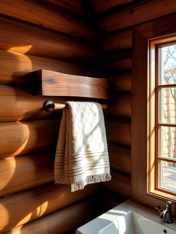 stylish wooden towel holder