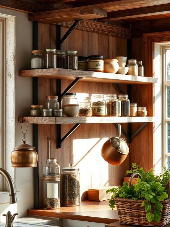 sustainable rustic wood shelves