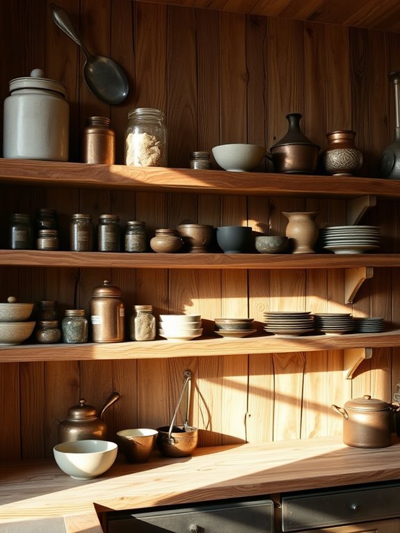 sustainable rustic wood shelves