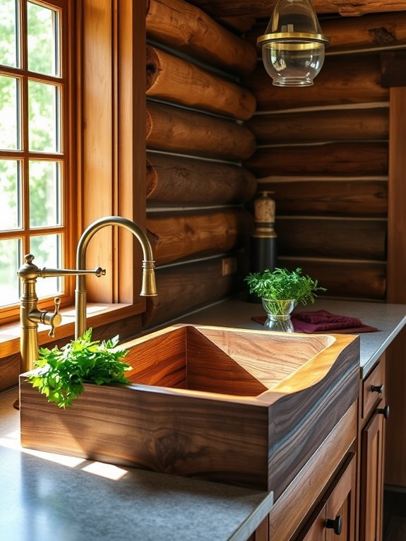 sustainable rustic wooden basin