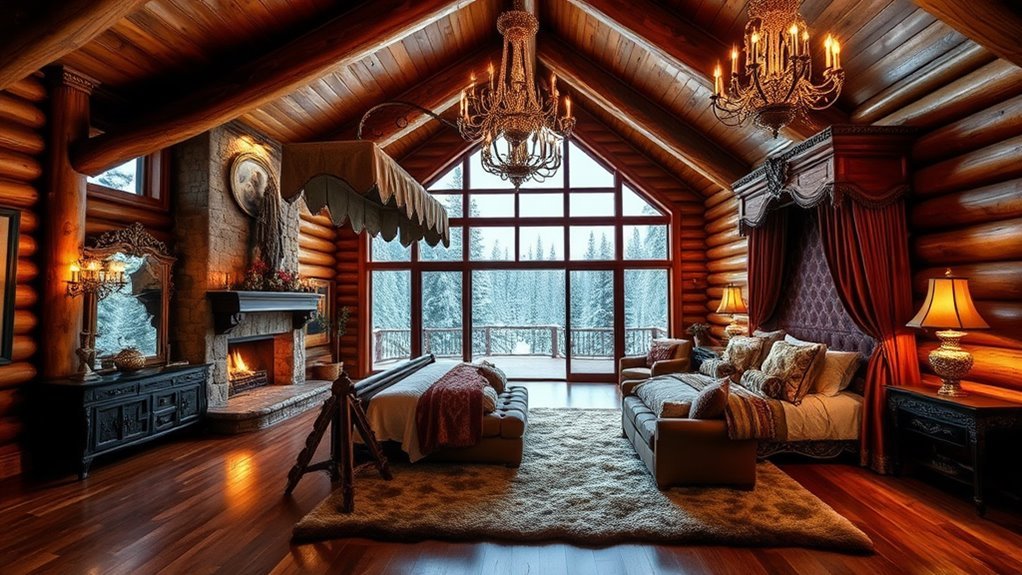 upscale log cabin bedrooms