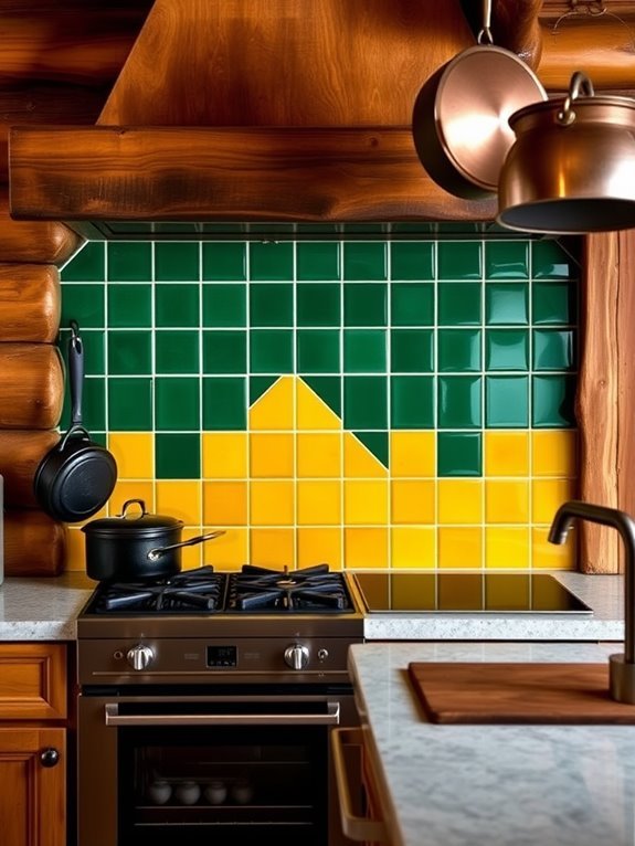 vibrant geometric kitchen design