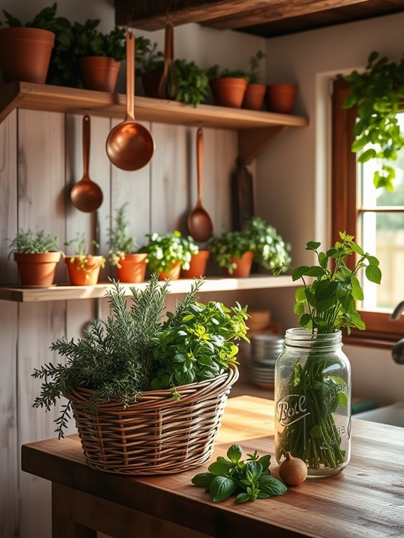 vibrant green herb arrangements