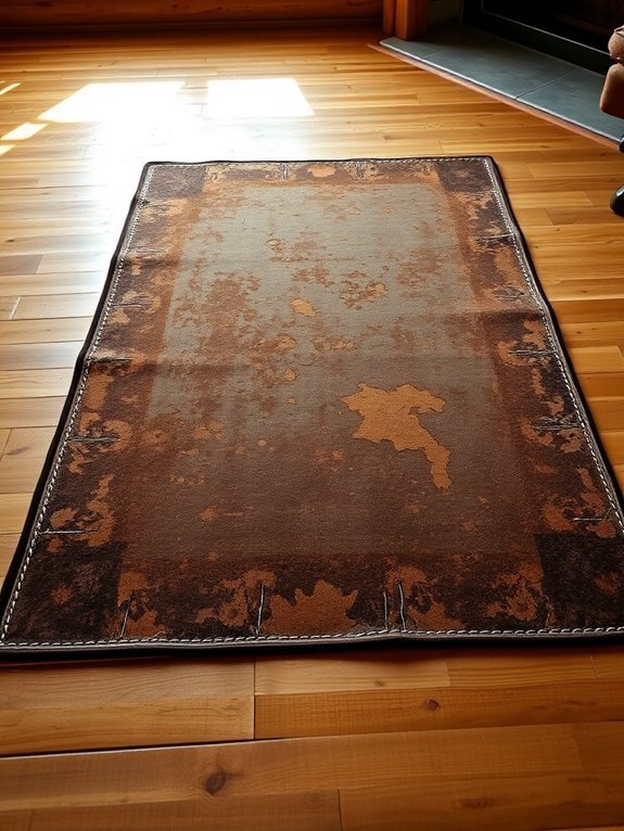 vintage rugged leather rug