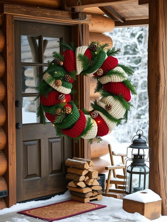 warm knitted wreath decor