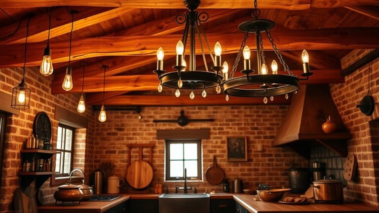 warm rustic kitchen lighting