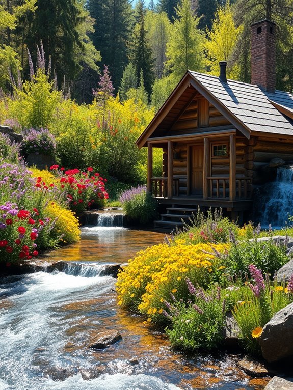 wildflowers surrounding water features