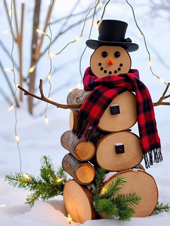 wood logs snowman project